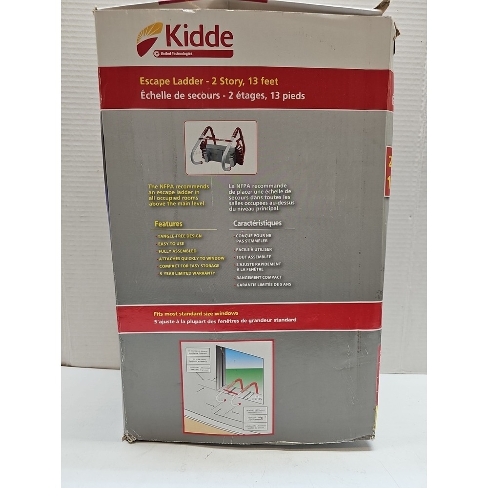 Kidde Two-Story Fire Escape Safety Ladder Compact & Fully Assembled 13-Foot